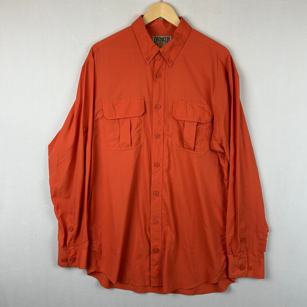 Duluth Trading Co Armachillo Cooling Long Sleeve Shirt Orange Size L Tall LT